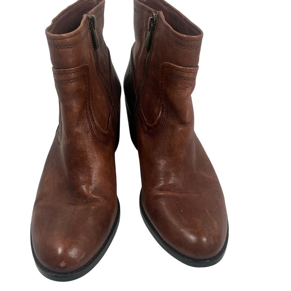 Arturo Chiang Masin Western Bootie Size 9M Brown Leather Zip Ankle Chic Fashion